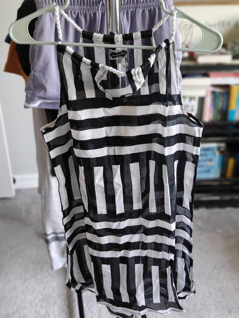 Mud Pie Black and White Striped Beach Cover Up